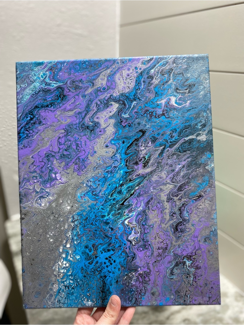 Abstract Fluid Art Canvas in Blue & Purple - Picture 6 of 7